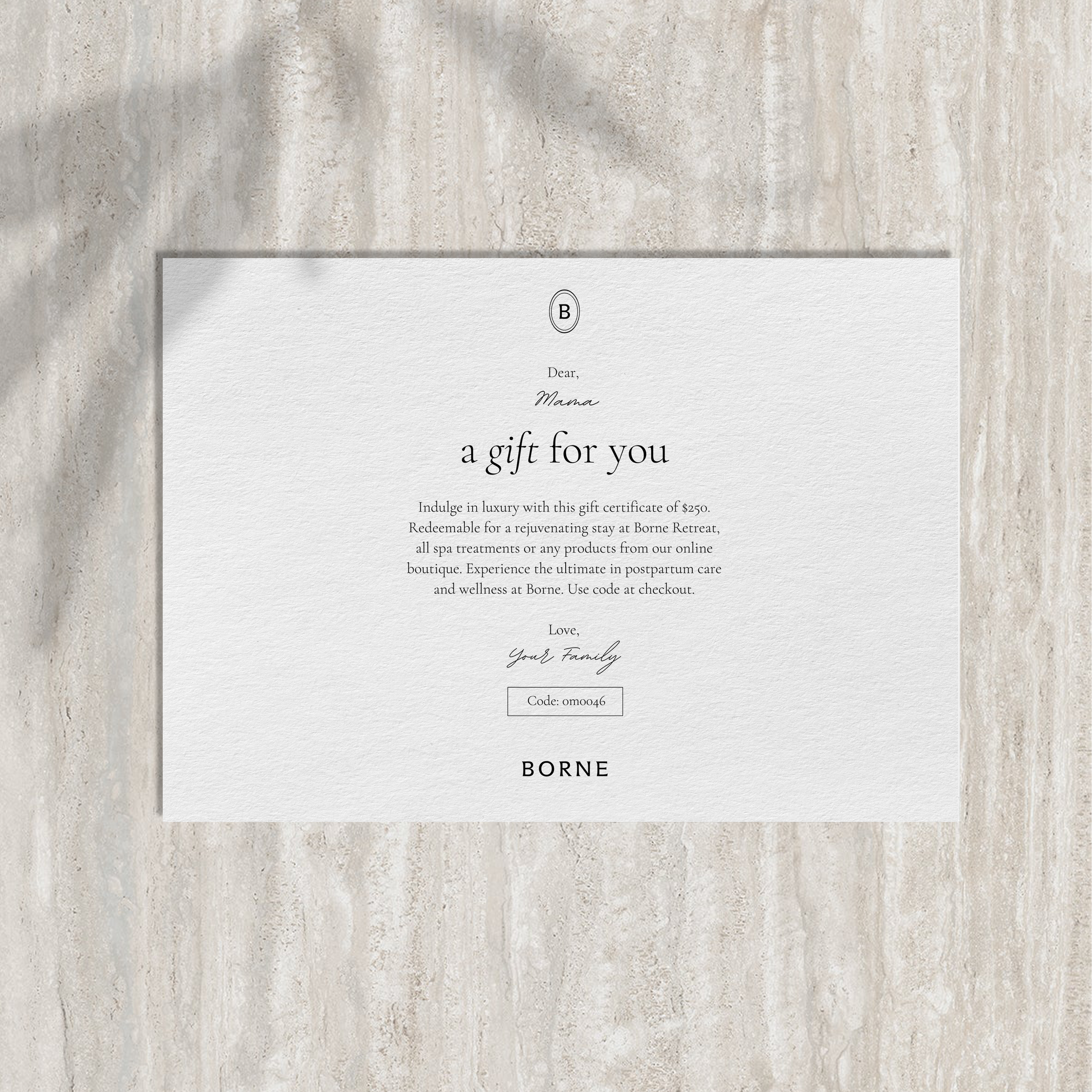 Borne Gift Certificate